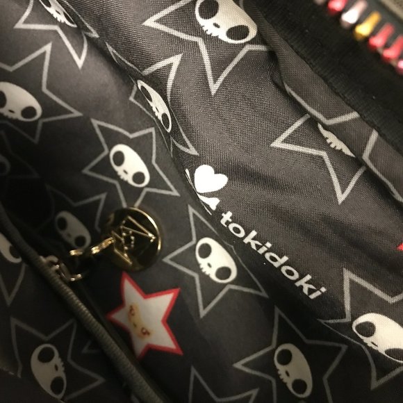 Tokidoki olive khaki computer messenger bag gold leather heart keychain skull - Picture 9 of 16